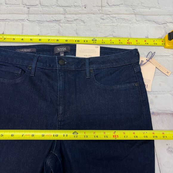 NWT NYDJ Women Ami Skinny Jeans Size 12P 12 Petite Dark Blue Denim D031 -9 - Picture 3 of 16